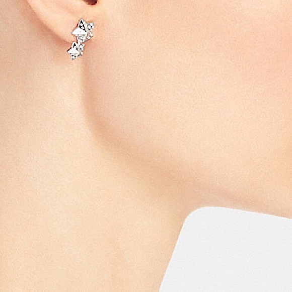 COACH STERLING PAVE DOUBLE STARS STUD EARRING STYLE NO. 90606 - Picture 2 of 2